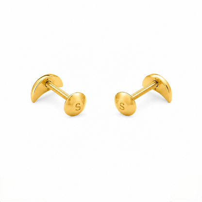 9K Gold Crescent Moon Stud Earrings
