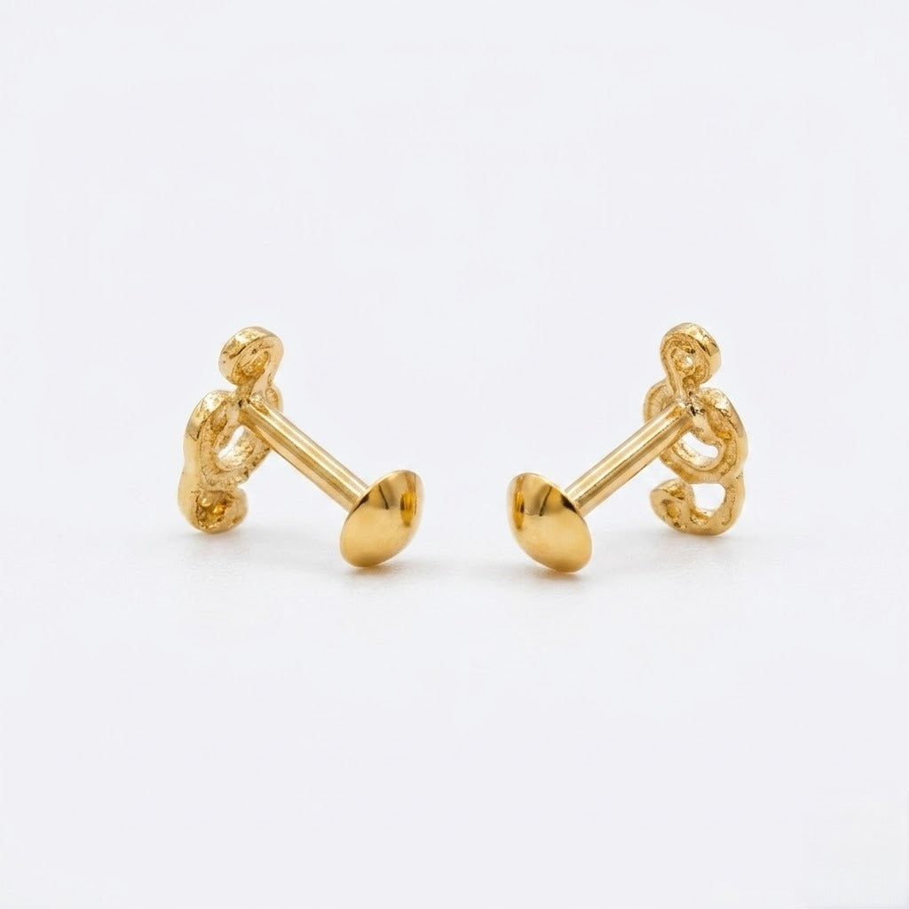Gold Musical Note Second Stud Earrings