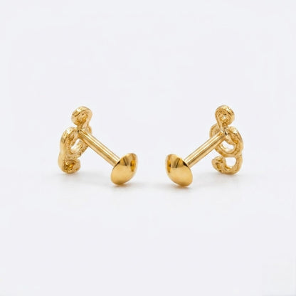 Gold Musical Note Second Stud Earrings