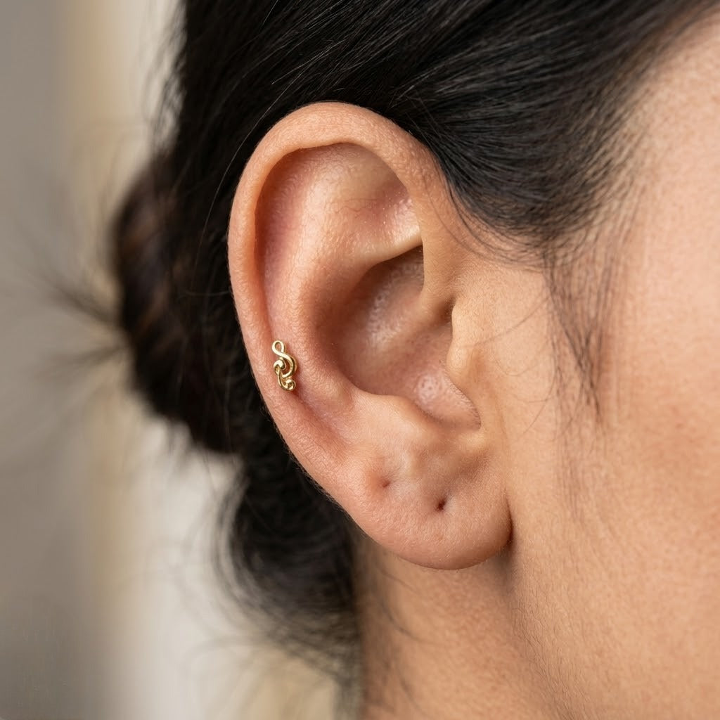 Gold Musical Note Second Stud Earrings
