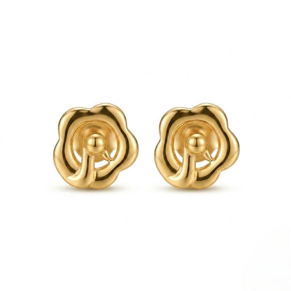 9K Gold Rose Swirl Peacock Second Stud Earrings