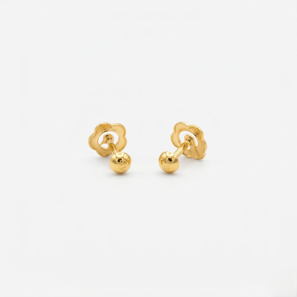 9K Gold Rose Swirl Peacock Second Stud Earrings