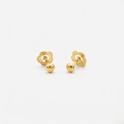 9K Gold Rose Swirl Peacock Second Stud Earrings