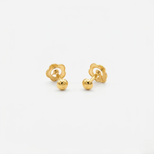 9K Gold Rose Swirl Peacock Second Stud Earrings