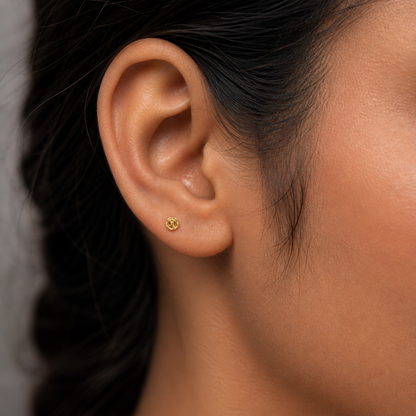9K Gold Rose Swirl Peacock Second Stud Earrings
