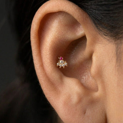 9K Gold Crystal Peacock Second Stud Earrings