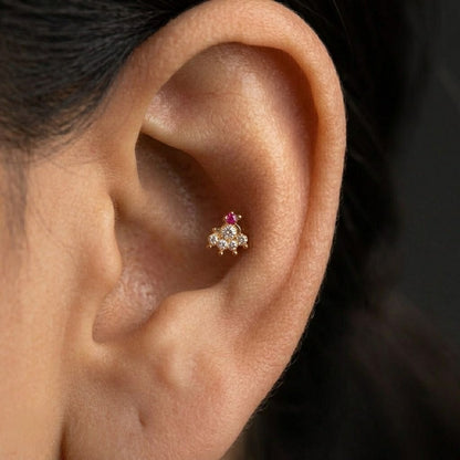 9K Gold Crystal Peacock Second Stud Earrings