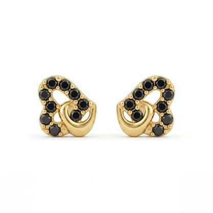 9K Gold Black Stone Matt  Second Stud Earrings