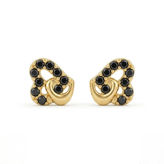 9K Gold Black Stone Matt  Second Stud Earrings