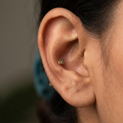 9K Gold Black Stone Matt  Second Stud Earrings