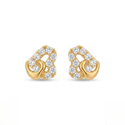 9K Gold White Stone Matt Second Stud Earrings