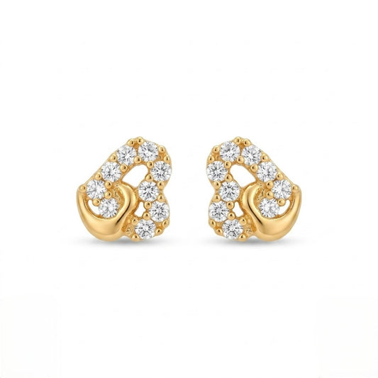 9K Gold White Stone Matt Second Stud Earrings