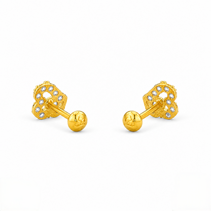9K Gold White Stone Matt Second Stud Earrings