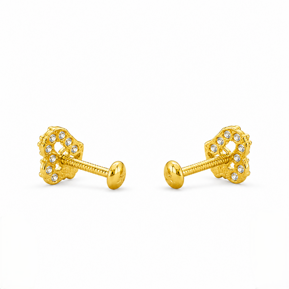 9K Gold Emerald Stone Matt Second Stud Earrings