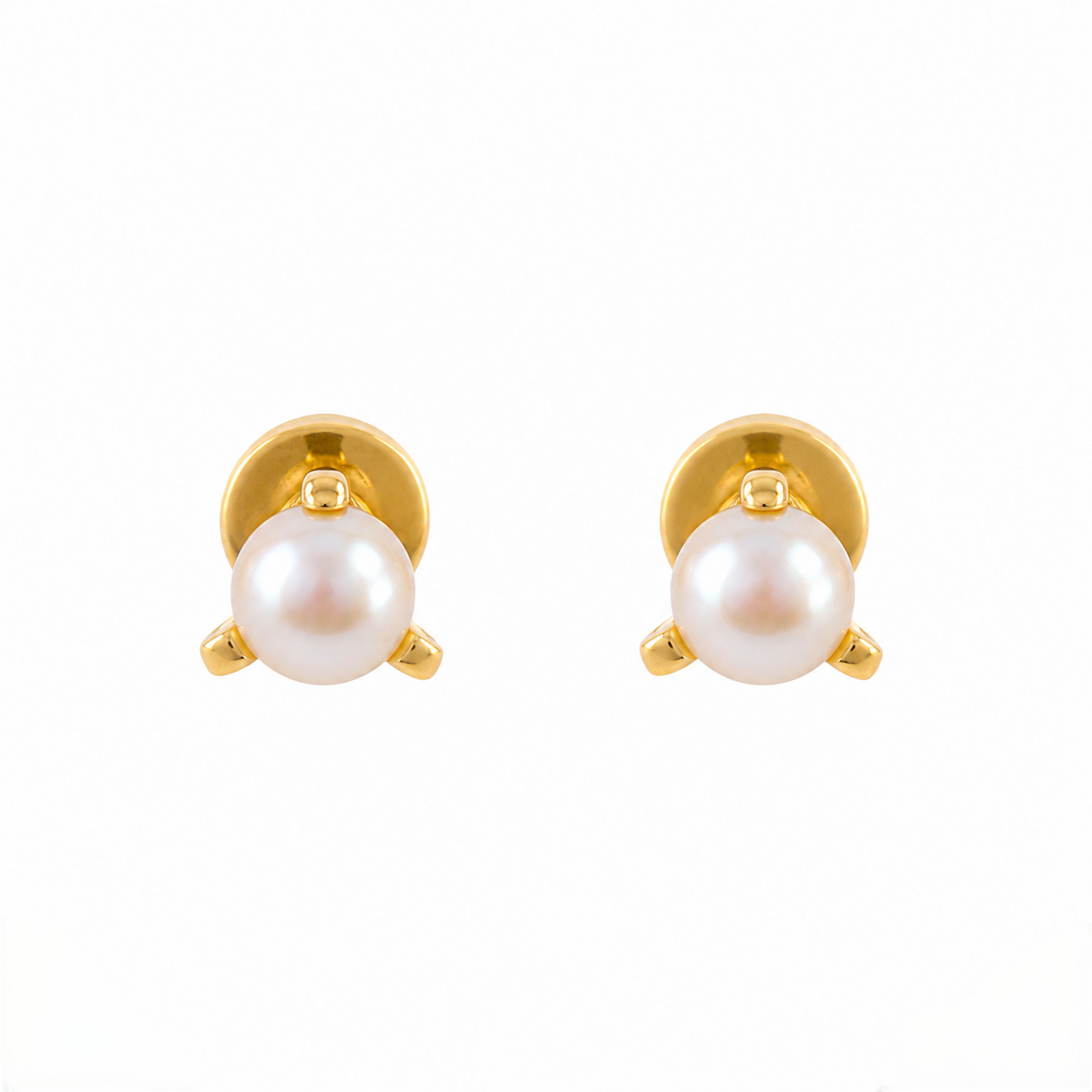 9K Gold Pearl Dome Second Stud Earrings