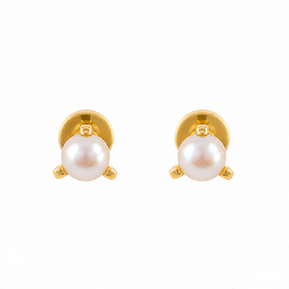 9K Gold Pearl Dome Second Stud Earrings