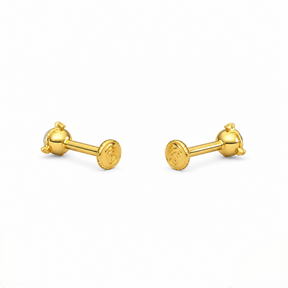 9K Gold Pearl Dome Second Stud Earrings