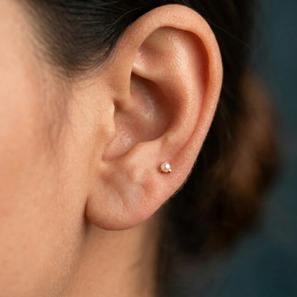 9K Gold Pearl Dome Second Stud Earrings