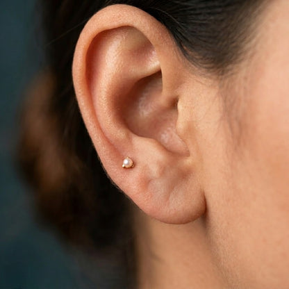 9K Gold Pearl Dome Second Stud Earrings