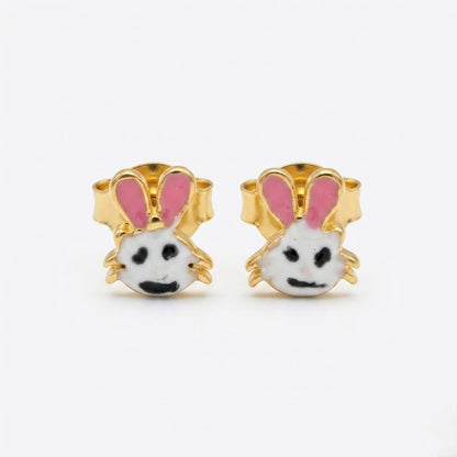9K Gold Bunny Charm Second Stud Earrings