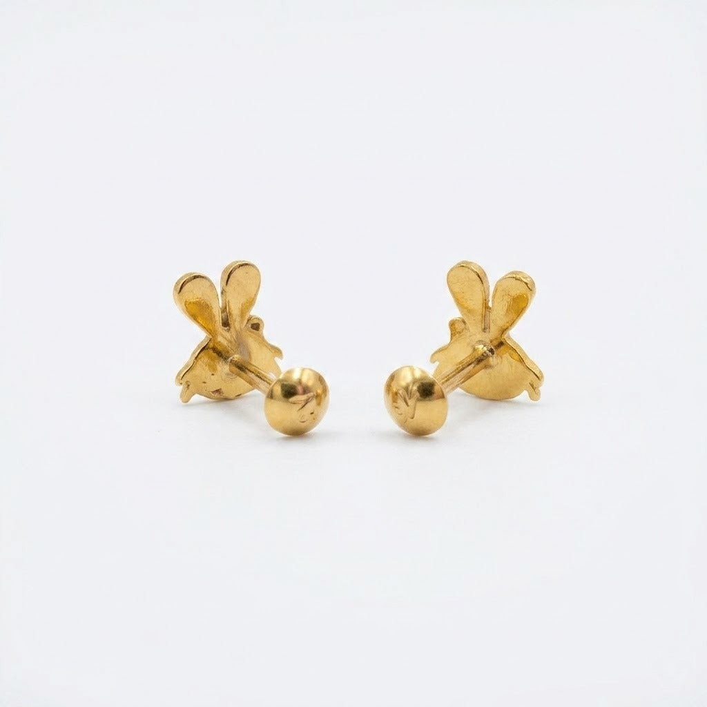 9K Gold Bunny Charm Second Stud Earrings