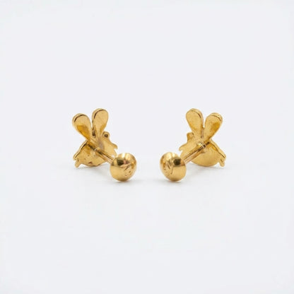 9K Gold Bunny Charm Second Stud Earrings