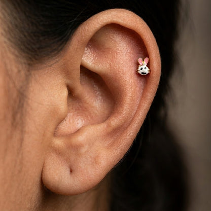 9K Gold Bunny Charm Second Stud Earrings