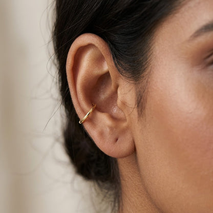 9K Gold Plain Round Hoop Stud Earrings
