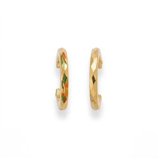 9K Gold Diamond-Cut Hoop Stud Earrings