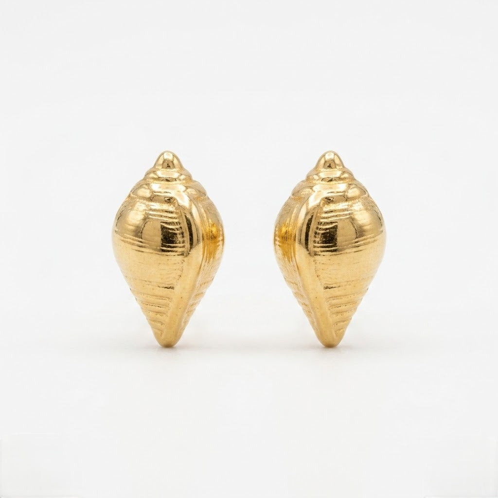 9K Gold Conch Shell Second Stud Earrings