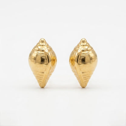 9K Gold Conch Shell Second Stud Earrings