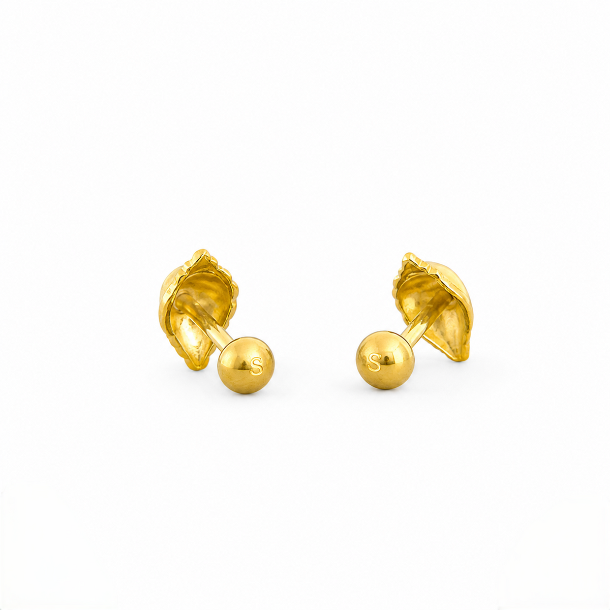 9K Gold Conch Shell Second Stud Earrings