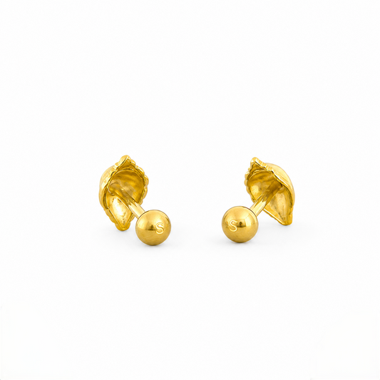 9K Gold Conch Shell Second Stud Earrings