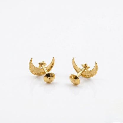 9K Gold Moon Star Second Stud Earrings