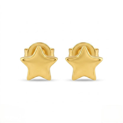 9K Gold Puffy Star Second Stud Earrings