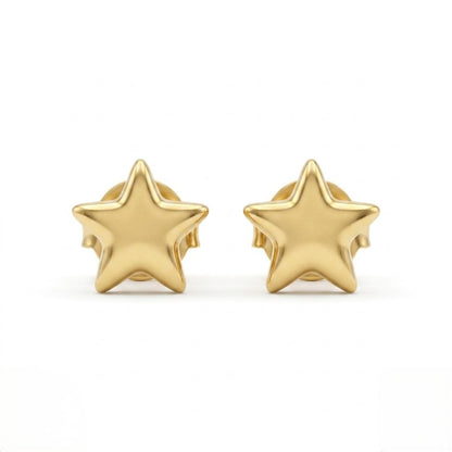 9K Gold Smooth Star Second Stud Earrings