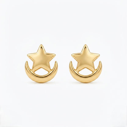 9K Gold Star Moonrise Second Stud Earrings