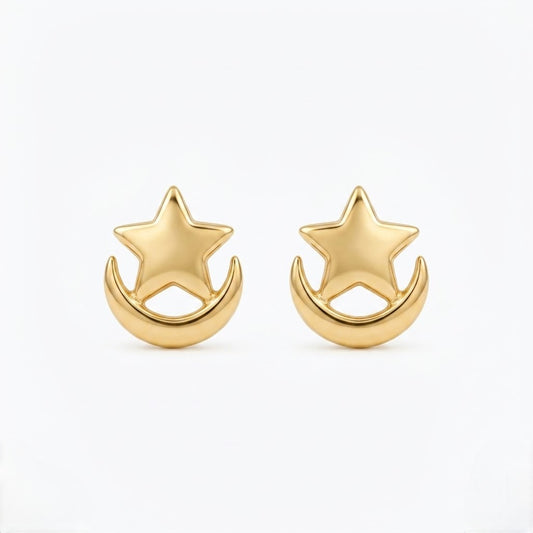 9K Gold Star Moonrise Second Stud Earrings