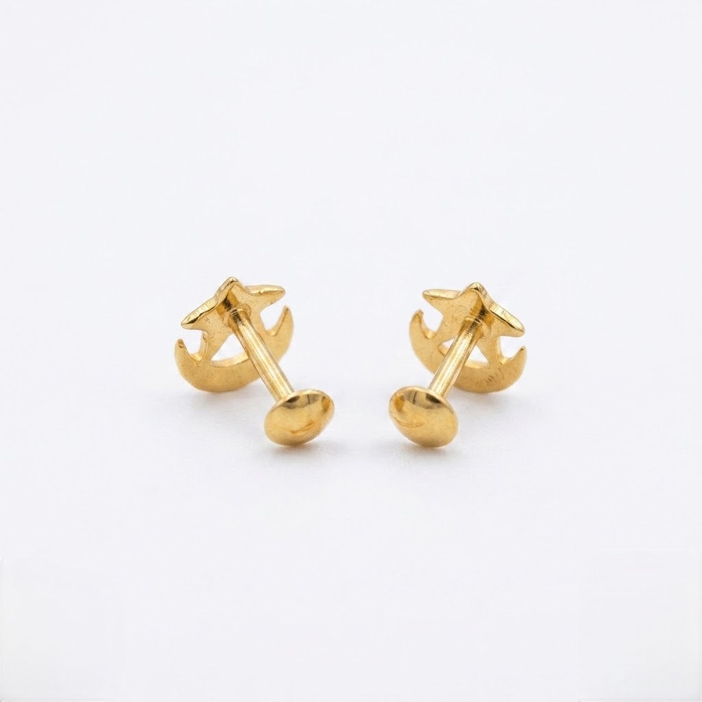 9K Gold Star Moonrise Second Stud Earrings