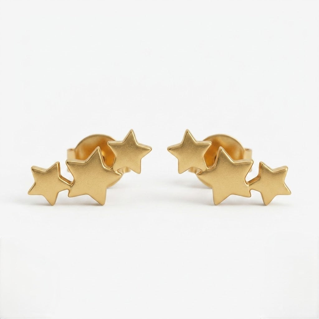 9K Gold Shooting Star Second Stud Earrings