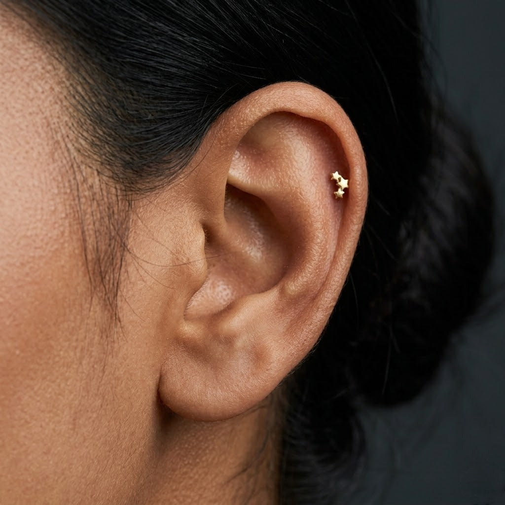 9K Gold Shooting Star Second Stud Earrings