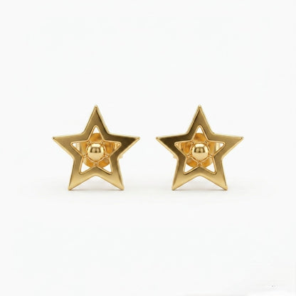 9K Gold Celestial Star Second Stud Earrings