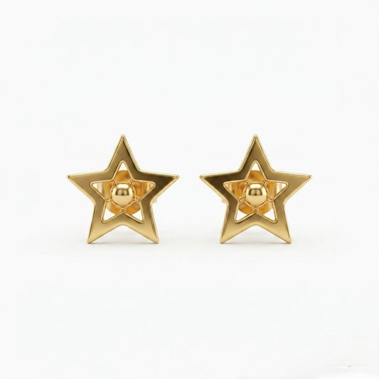 9K Gold Celestial Star Second Stud Earrings