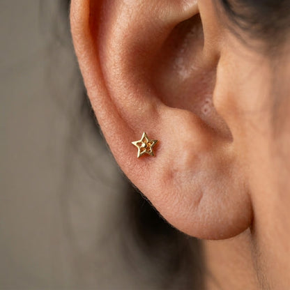 9K Gold Celestial Star Second Stud Earrings
