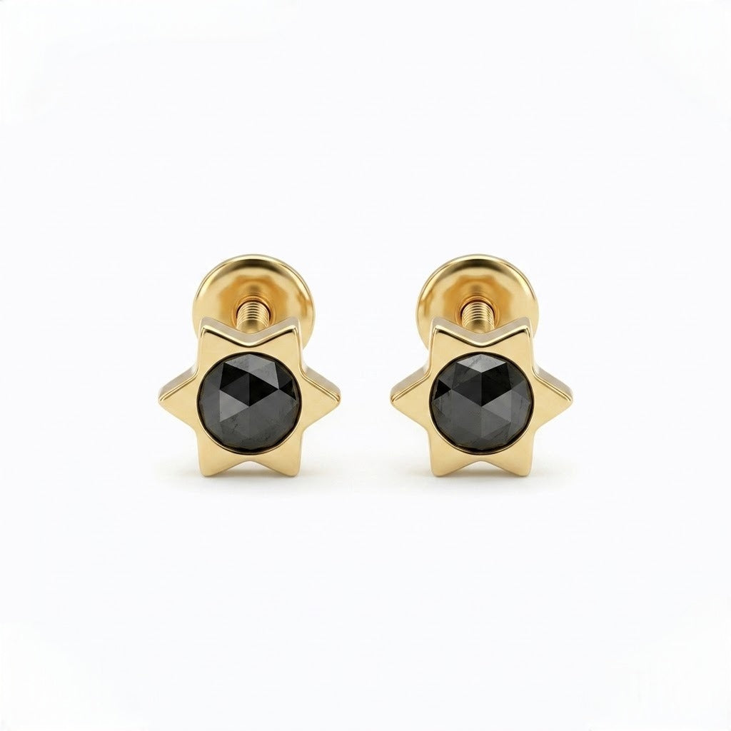 9K Gold Midnight Star Second Stud Earrings