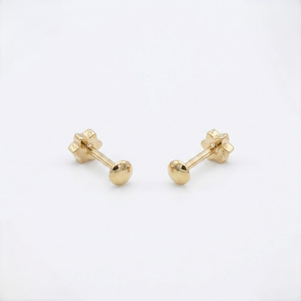 9K Gold Ruby Star Mini Second Stud Earrings