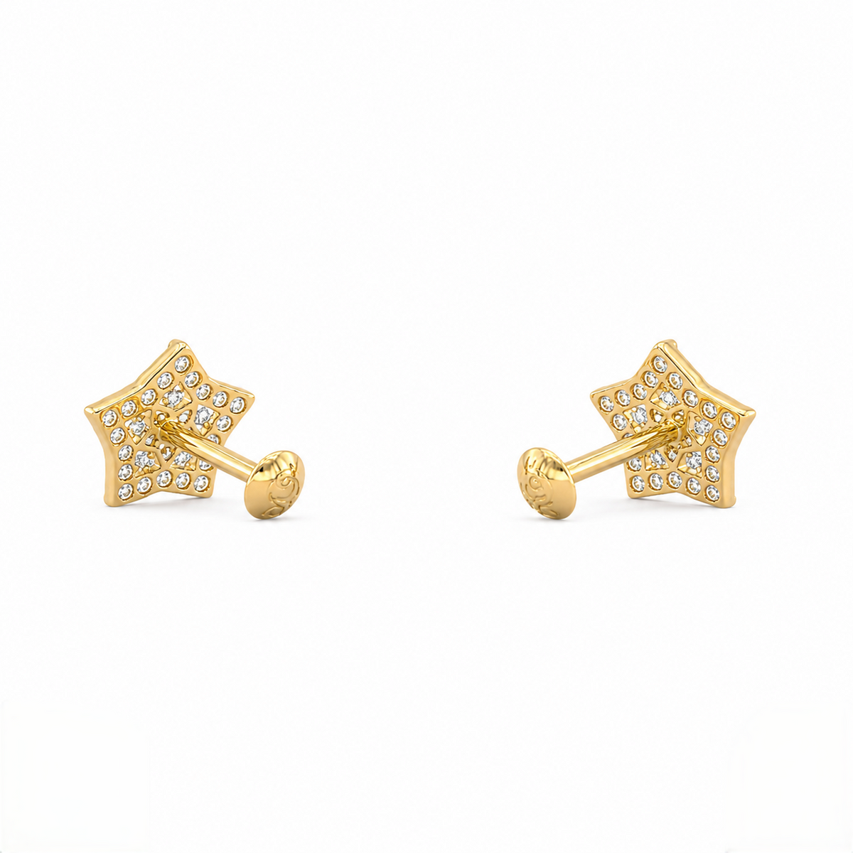 9K Gold Crystal Star Mandala Second Stud Earrings