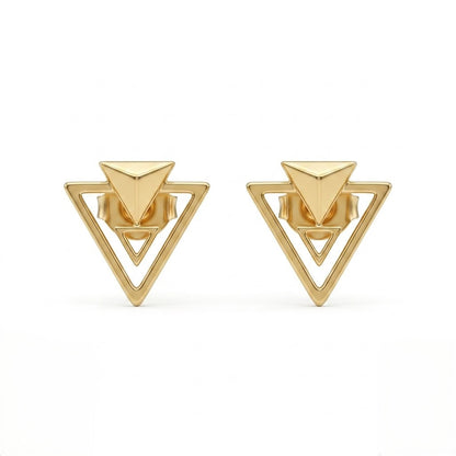 9K Gold Geo Pyramid Second Stud Earrings
