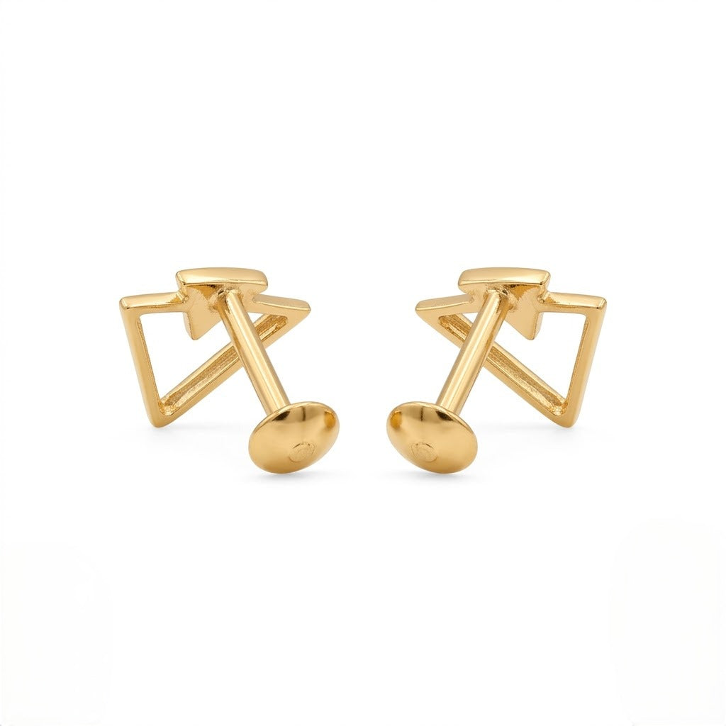 9K Gold Geo Pyramid Second Stud Earrings