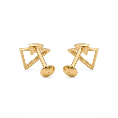 9K Gold Geo Pyramid Second Stud Earrings